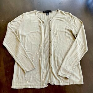 GEOFFREY BEENE Sport 100% Silk Size M Women’s Embroidered Green Cardigan